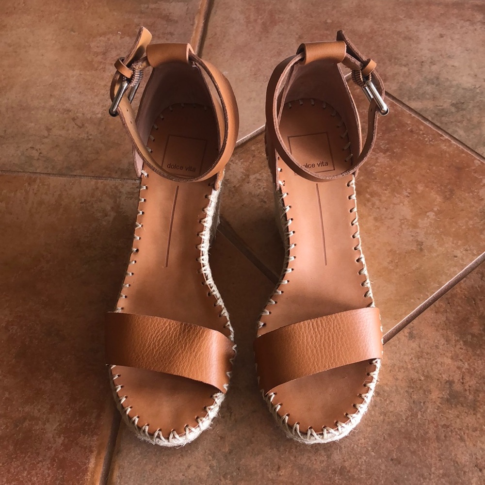Tan/brown leather dolce vita espadrille wedges